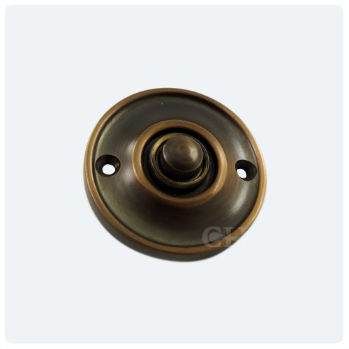 Antique Door Bell Push Antique Furniture Antique Brass; Polished Chrome - Croft 1913 Round Circular Door Bell Push In Brass Bronze - Antique Door Bell Push Antique Furniture