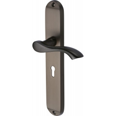 Algarve Lever Handles on Long Backplate in Matt Bronze