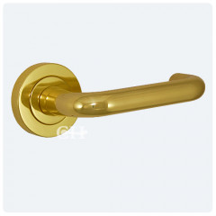 brass return to door lever handle