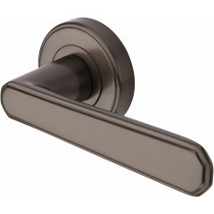 Century Deco Lever Handles on Rose in Matt Bronze