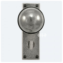 Finesse Design Pewter Beamish Knobs on Privacy Bathroom Backplate