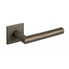 Covela Square Lever Handles On Rose in Titanium Bronze