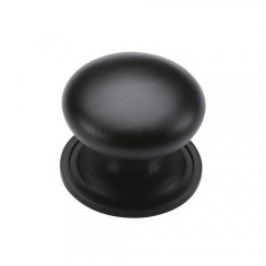 Victorian Round Cabinet Knobs On Rose Matt Black