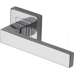 Delta Lever Handles on Square Rose in Polished Chrome