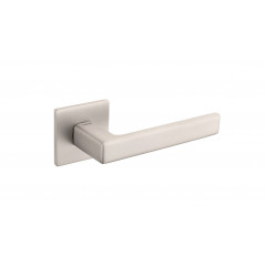 Portel Square Lever Handles On Rose in Pearl Nickel
