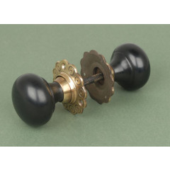 Ebony And Brass Bun Mortice or Rim Door Knobs