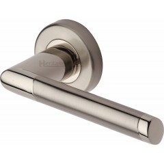 Ellipse Straight Lever Handles on Rose in Dual Nickel