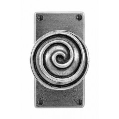 Finesse Design Pewter Swirl Knobs on Jesmond Latch Backplate