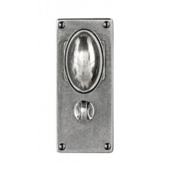 Finesse Design Pewter Lincoln Knobs on Bathroom Backplate
