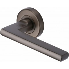 Trident Flat Lever Handles on Rose in Matt Bronze