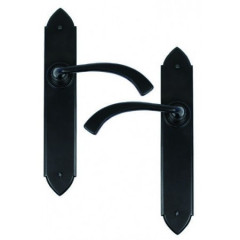 Gothic Lever Handles Plain Latch Backplate External Black
