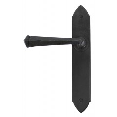 Gothic Lever Handles Plain Latch Backplate Beeswax Black