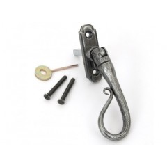 Locking Shepherds Crook Window Handle in Pewter LH