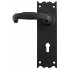 Cottage Lever Handles Keyhole Lock Backplate External Black