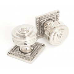 Polished Nickel Mortice Door Knobs On Square Rose