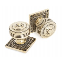 Aged Brass Mortice Door Knobs On Square Rose