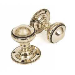 Aged Brass Beaded Door Knobs