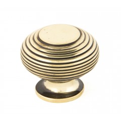 Reeded Cupboard Knob Aged Brass