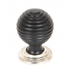 Reeded Cupboard Knob Ebony And Polished Nickel