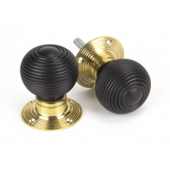 Ebony Beehive Mortice or Rim Door Knobs On Brass Rose