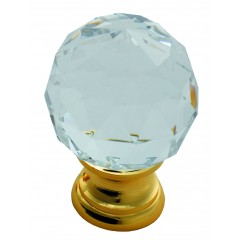 crystal and brass cupboard knob