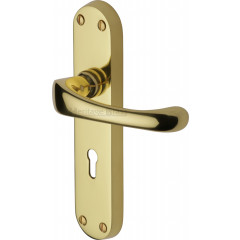 Gloucester Lever Handles on Backplate in Polished Brass