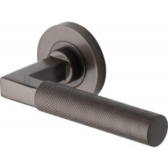 Signac Knurled Lever Handles on Rose in Matt Bronze