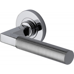 Signac Knurled Lever Handles on Rose in Polished Chrome