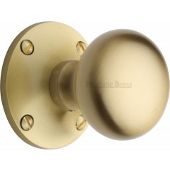 Kensington Large Victorian Knobs in Satin Brass