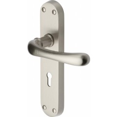 Luna Lever Handles on Backplate in Satin Nickel