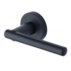 Challenger Bar Lever Handles on Rose in Matt Black