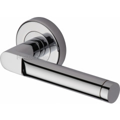 Celia Lever Handles on Rose in Polished Chrome