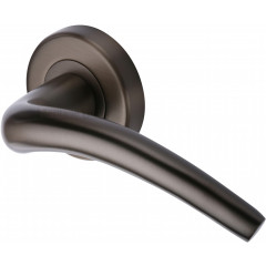 Wing Lever Handles on Rose in Matt Bronze