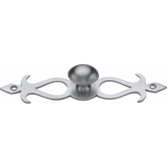 Cabinet Knobs On Decorative Backplate Satin Chrome