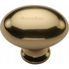 Victorian Oval Cabinet Knobs Polished Brass