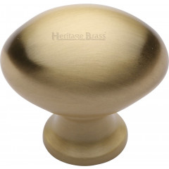 Victorian Oval Cabinet Knobs Satin Brass