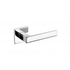 Portel Square Lever Handles On Rose in Polished Chrome