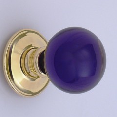 Amethyst Purple Glass Ball Door Knobs. Various Rose Finishes
