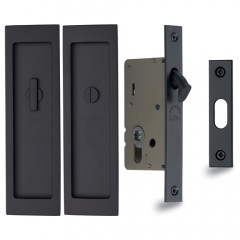 Rectangular Pocket Door Privacy Set In Matt Black