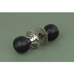 Ebony And Nickel Beehive Mortice or Rim Door Knobs