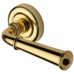Colonial Regency Lever Handles on Rose in Polished Brass