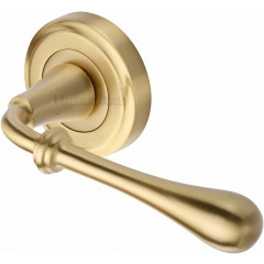 Roma Regency Lever Handles on Rose in Satin Brass