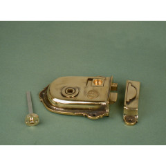 rim latch in aged brass