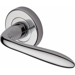 Sutton Lever Handles on Rose in Polished Chrome