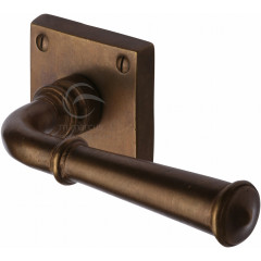 Square Bronze Period Lever Handles On Rose