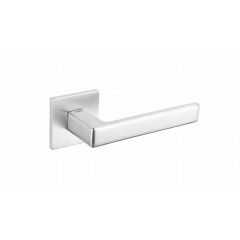 Portel Lever Handles On Square Rose in Satin Chrome