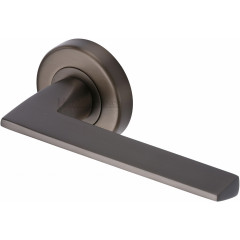 Pyramid Straight Lever Handles on Rose in Matt Bronze