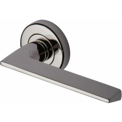Pyramid Straight Lever Handles on Rose in Polished Nickel
