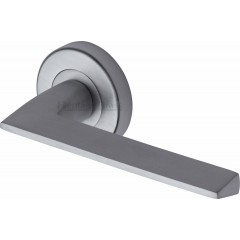 Pyramid Straight Lever Handles on Rose in Satin Chrome