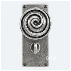 Finesse Design Pewter Swirl Knobs on Jesmond Bathroom Backplate